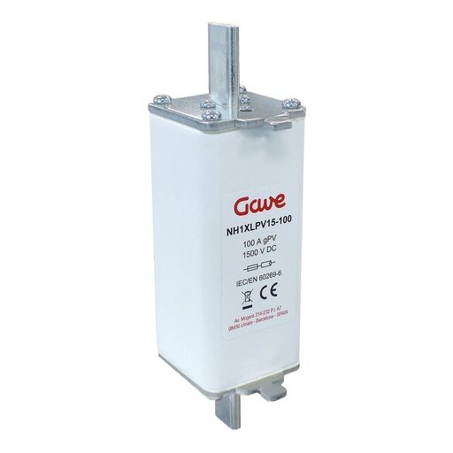 [NH1XLPV15-100] FUSIBLE NH 1500VDC TAMAÑO 1XL  -100A CURVA GPV