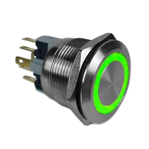 [PAL11V] PULSADOR ANTIVANDÁLICO LUMINOSO VERDE GAVE 24V - CONTACTO MOMENTÁNEO 1NO+1NC