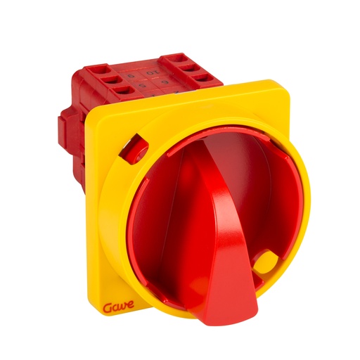 [ABA521000] INTERRUPTOR GAVE 3P.16A.D0 BLOQUEO CANDADO ROJO/AMARILLO + AUXILIAR SIMULTANEO 12A