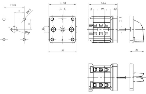 [A-7611000] CONMUTADOR GAVE AMPERIMETRO 2CIRCUITOS  DIRECTO  16A.D0