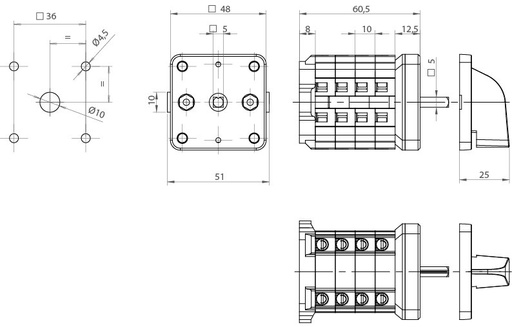 [A-7602000] CONMUTADOR  AMPERIMETRO 4CIRCUITOS  TRANSFORMADOR 25A.D0