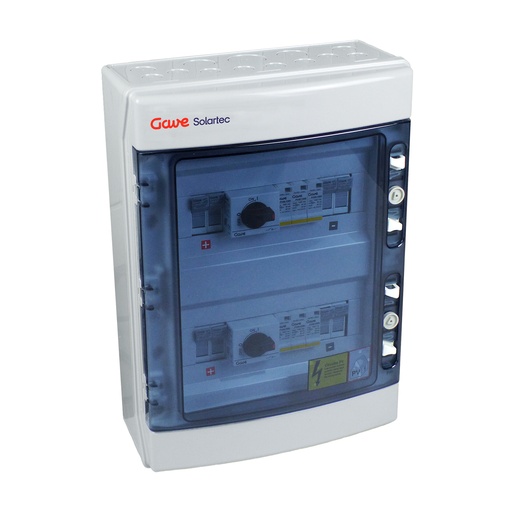 [STM21025P12S] CAJA MODULAR CONEXION PV 2 STR. FUS. 12A + PROT.SOBRETENSION II+INTERRUPTOR DOS CIRCUITOS