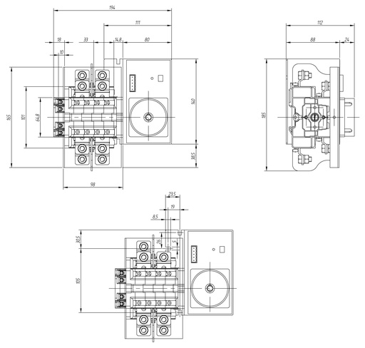 [YL862B301] CONMUTADOR  MOTORIZADO ENTRADA INFERIOR 1-0-2 4P 200A. 12V DC